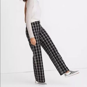 NWT Madewell Slim Emmett Wide-Leg Pants Windowpane Check / 31 /  BLACK / MB440